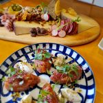 Elegant canapé platter for luxury Boston event catering- Cheese Board and Tuna Tartar