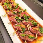 Gourmet canapés prepared by Boston private chef for event catering- Steak Tetaki