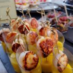 Bespoke canapé selection crafted by private chef in Boston- Scallop Mango Shooter