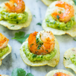 Elegant canapé platter for luxury Boston event catering- Shrimp and Avocado